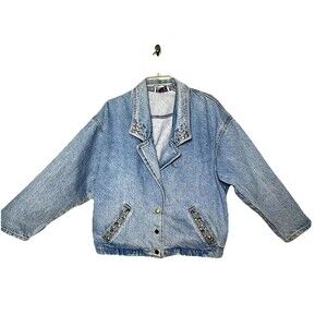 Vintage YES Clothing Studded Denim Jacket Women’s Small Western USA Oversized